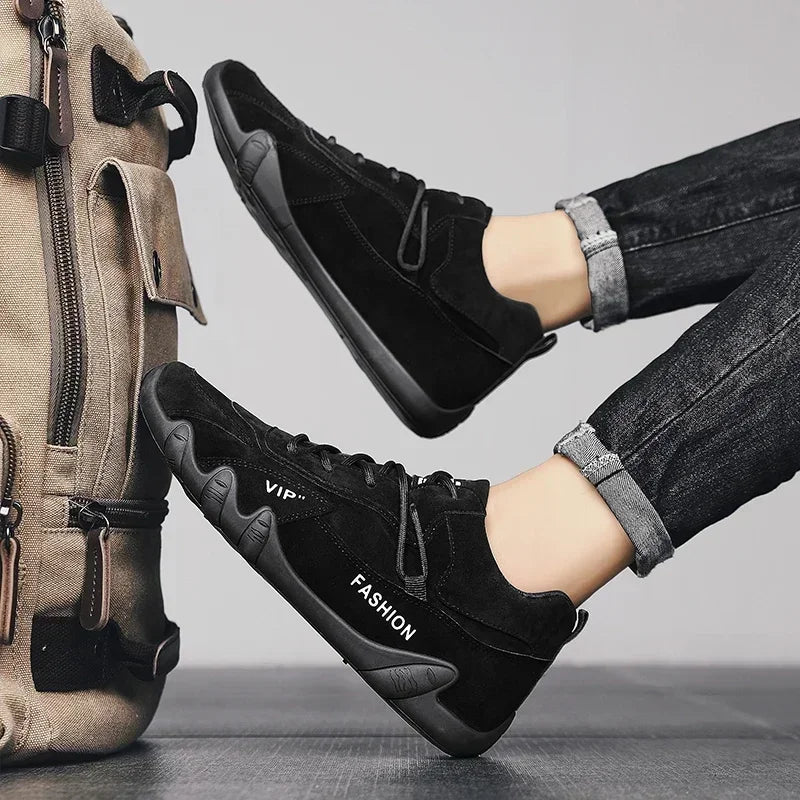 Waterproof Leather Boots Men – Lace-Up Casual Sneakers