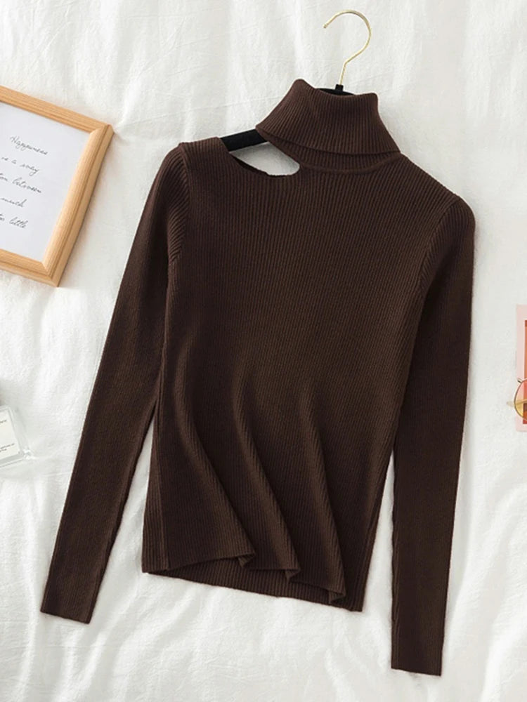 Lace Ruffle Turtleneck Sweater for Women's