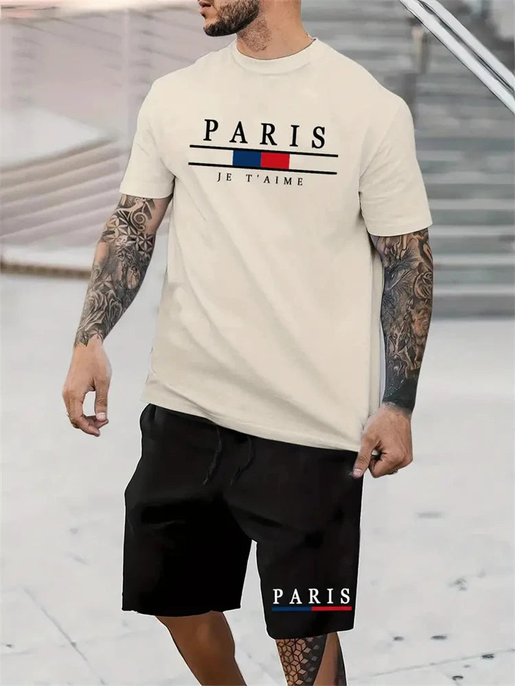 Men's Letter Printed 2-Piece Summer Gym Suit