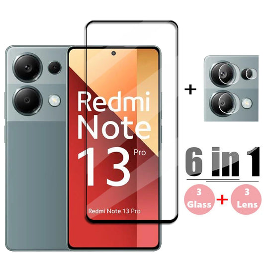 6-in-1 Tempered Glass Screen Protector for Redmi Note 13 Pro