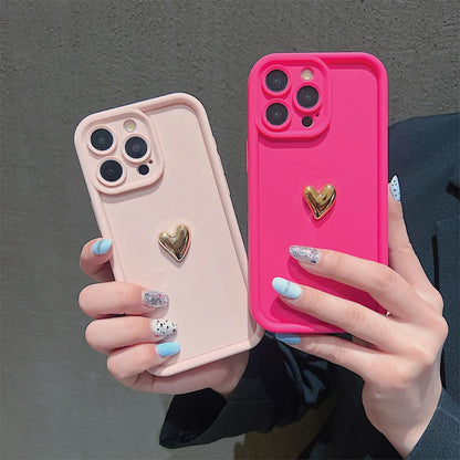 3D Gold Heart iPhone Case