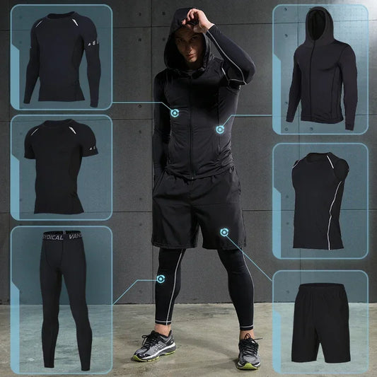 Men Rashguard Compression Set Gym Running Fitness Wear