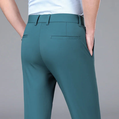 Men's Ice Silk High Waist Slim Fit Suit Pants