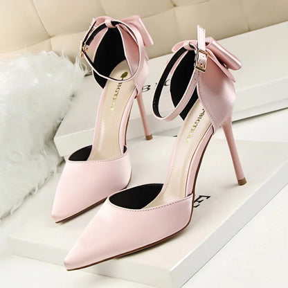 Women's Ultra-High Heels Velvet Hollow Out Ankle Strap Pumps