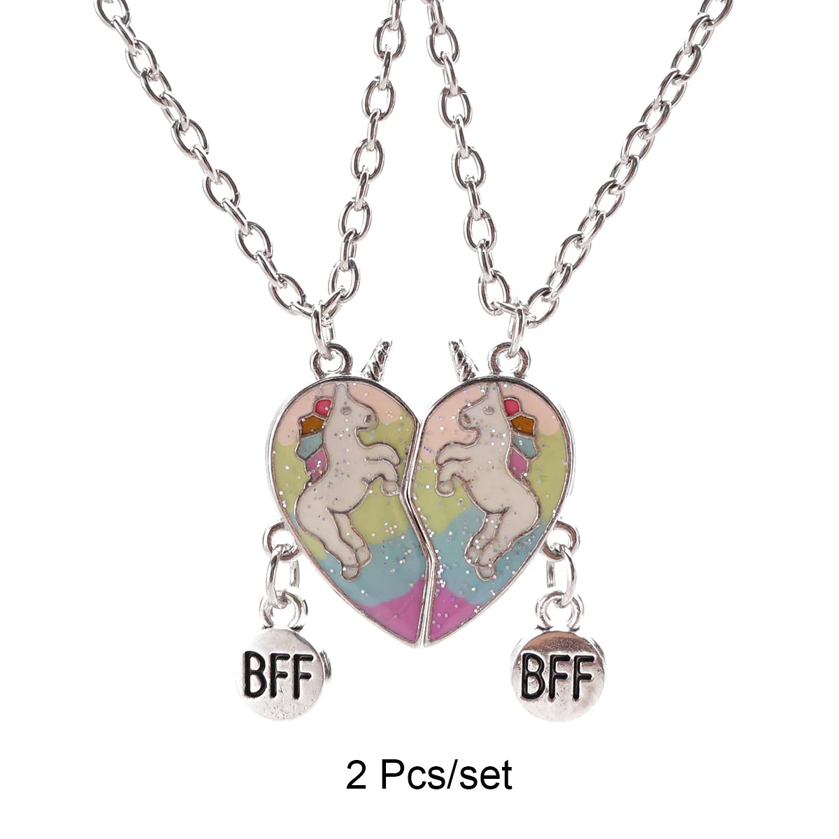 2 herzförmige Magnet-Panda-Halsketten