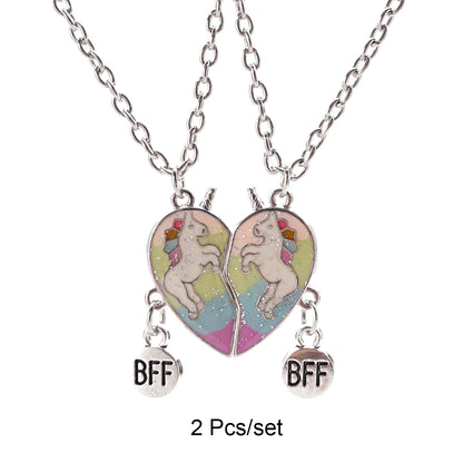 2 herzförmige Magnet-Panda-Halsketten