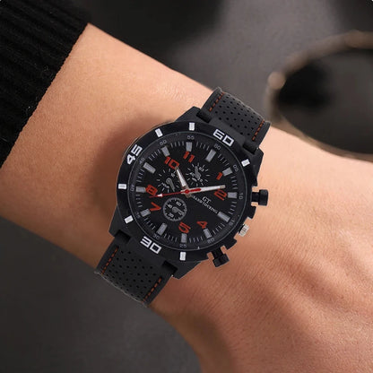 Runde Herren-Sportarmbanduhr im Militär-Stil