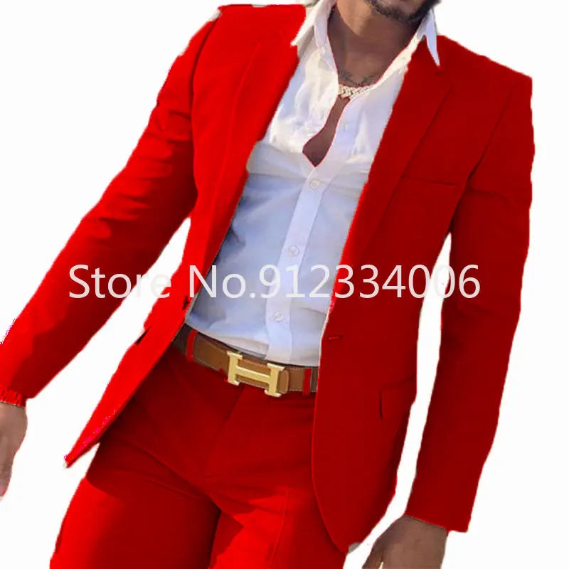 Beigefarbener 2-teiliger Slim Fit Hochzeitsanzug für Herren - Blazer und Hose