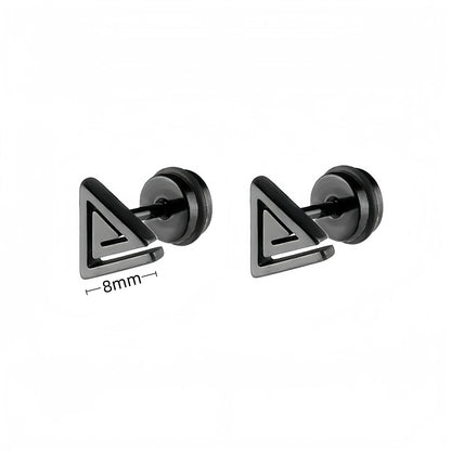 Boucles d'oreilles gothiques punk en acier inoxydable pour hommes et femmes – Petit squelette à géométrie rocheuse avec zircon