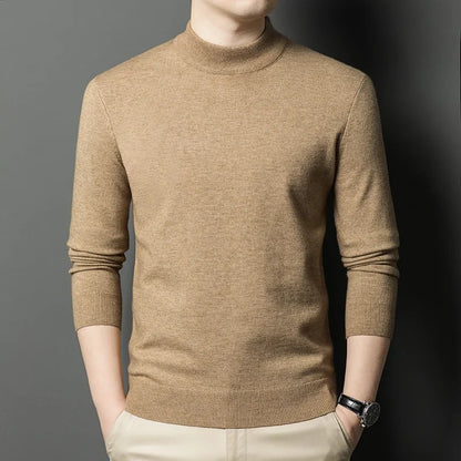Knitwear Sweater Autumn/Winter Mock Neck  Pullovers Casual Mens Clothing