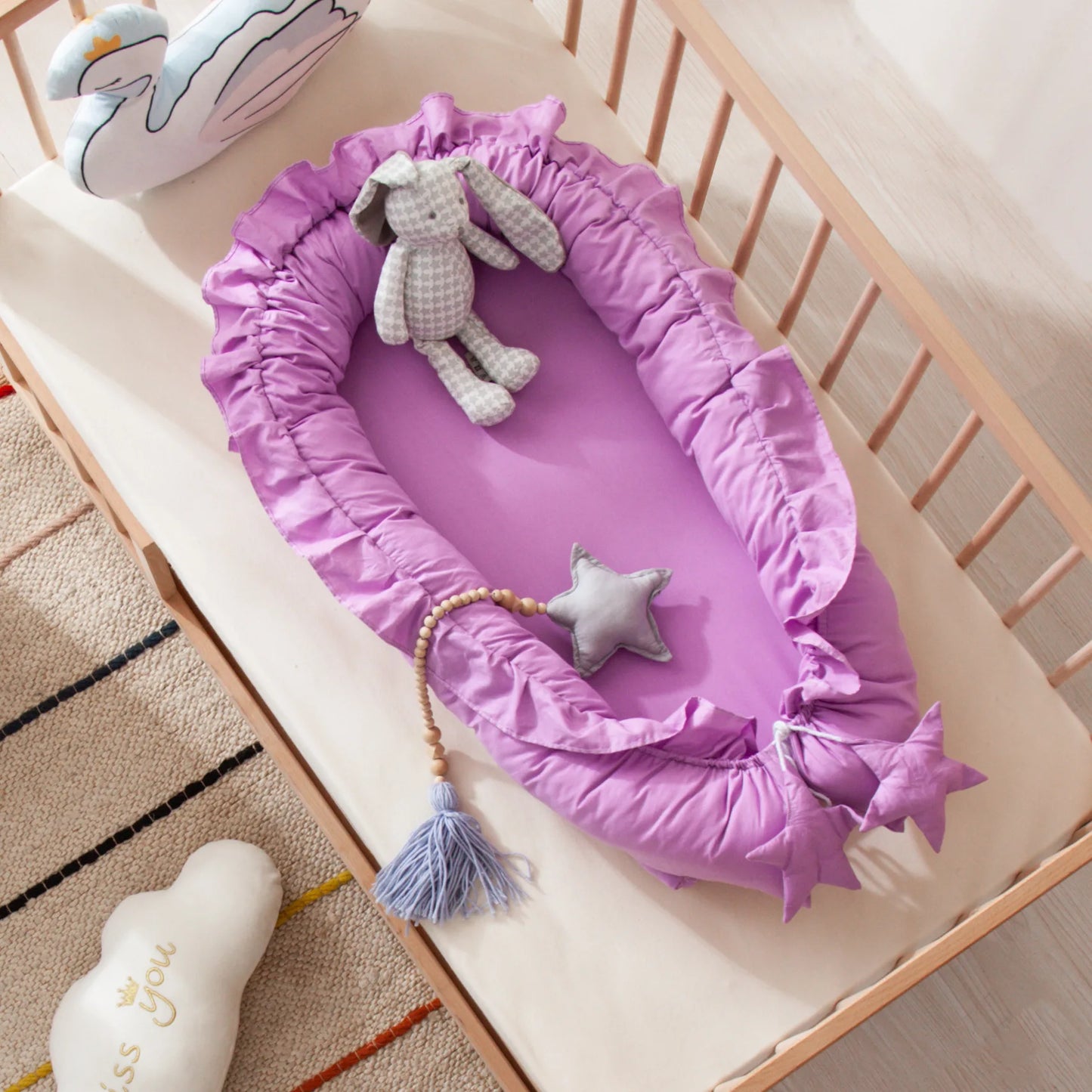 Cotton Nest Bed Newborn Bumper Soft Travel Bed Birth Gift Baby Portable Crib Lounger for Boys Girls