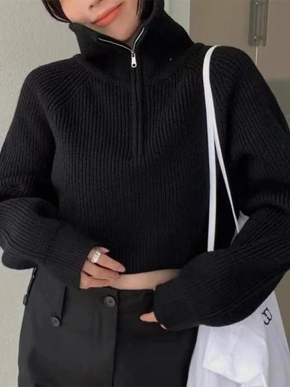 Pulls tricotés à col haut et manches longues pour femmes, superpositions douillettes