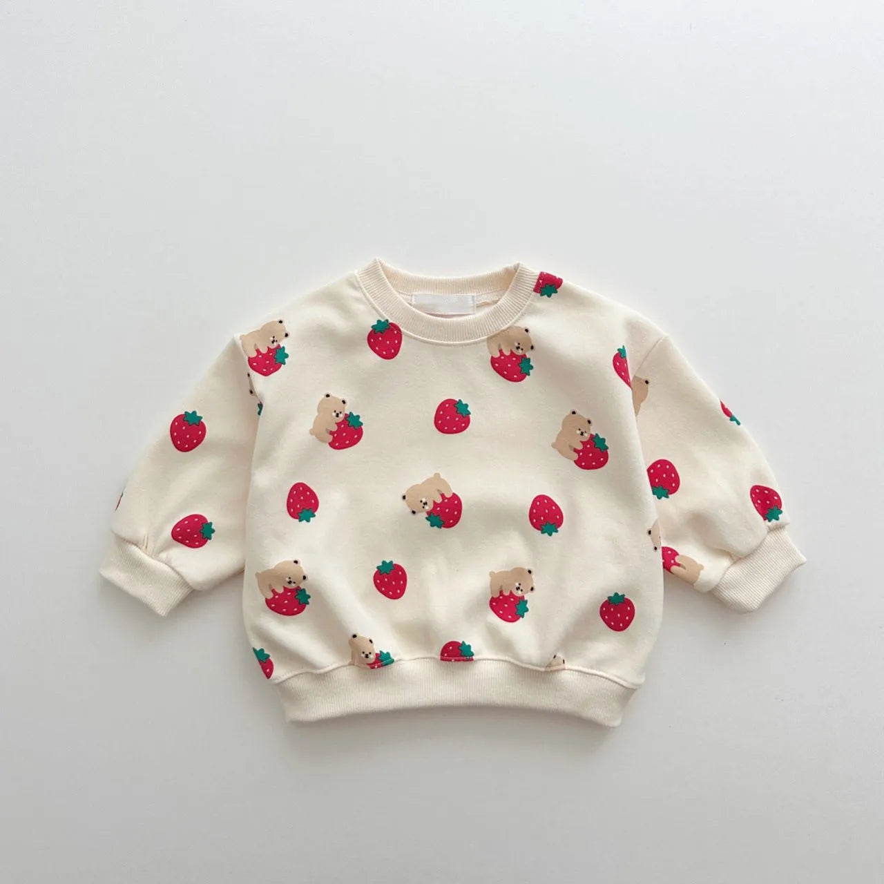 Niedliches Set für Baby-Mädchen, Erdbeer-Pullover, Tops + Baumwoll-Jogginghose, Jungen-Trainingsanzug