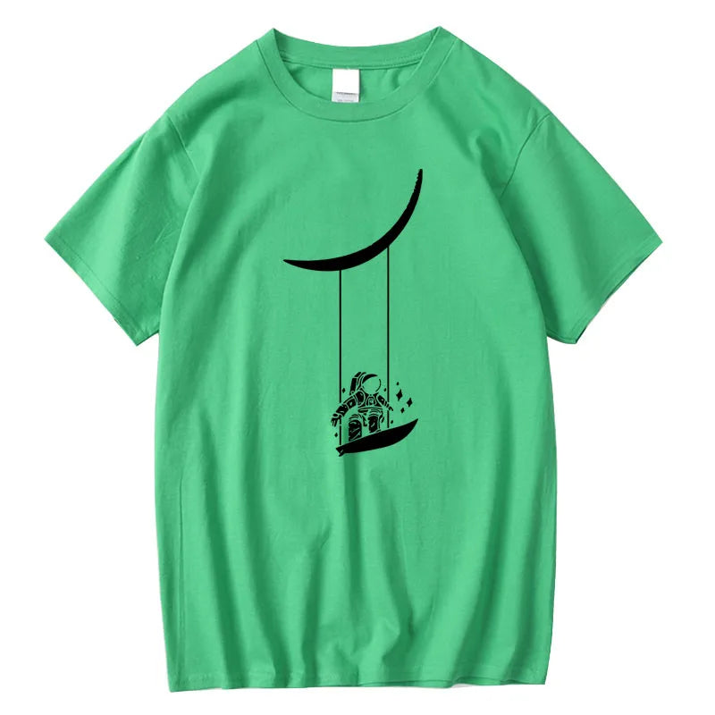 T-shirt à manches courtes et col rond imprimé Astronaut Moon Swing