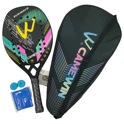 Camewin 3K Holographic Beach Tennis Racket Full Carbon Fiber Frame