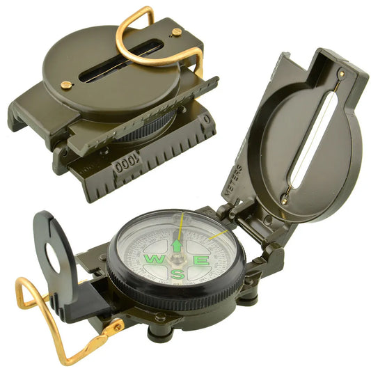 Portable Military Compass - Folding Army Green for Outdoor Navigation