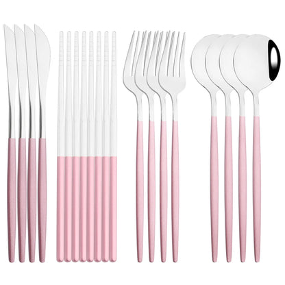 Edelstahl-Geschirrset in Gold und Grün