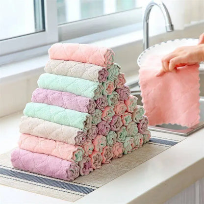 Fast-Drying Coral Velvet Kitchen Towels