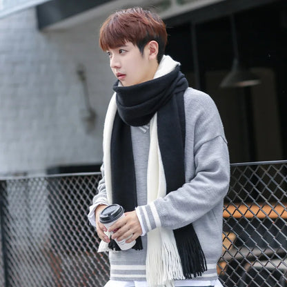 Patchwork Striped Knit Scarf for Men