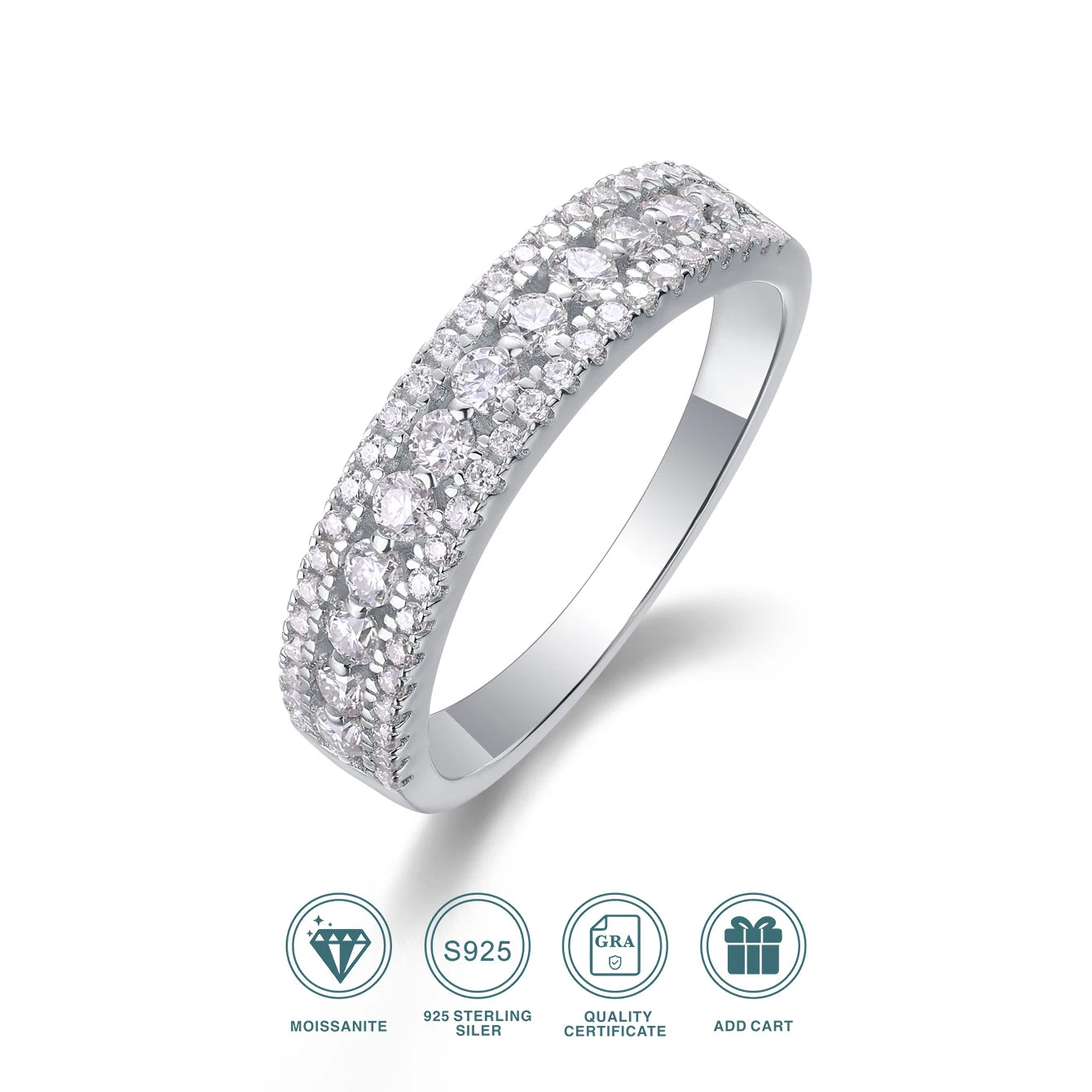 Alliances demi-éternité en argent 925 et diamants pour femme