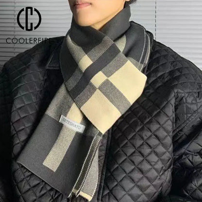 Chic Patchwork Wool Scarf for Men