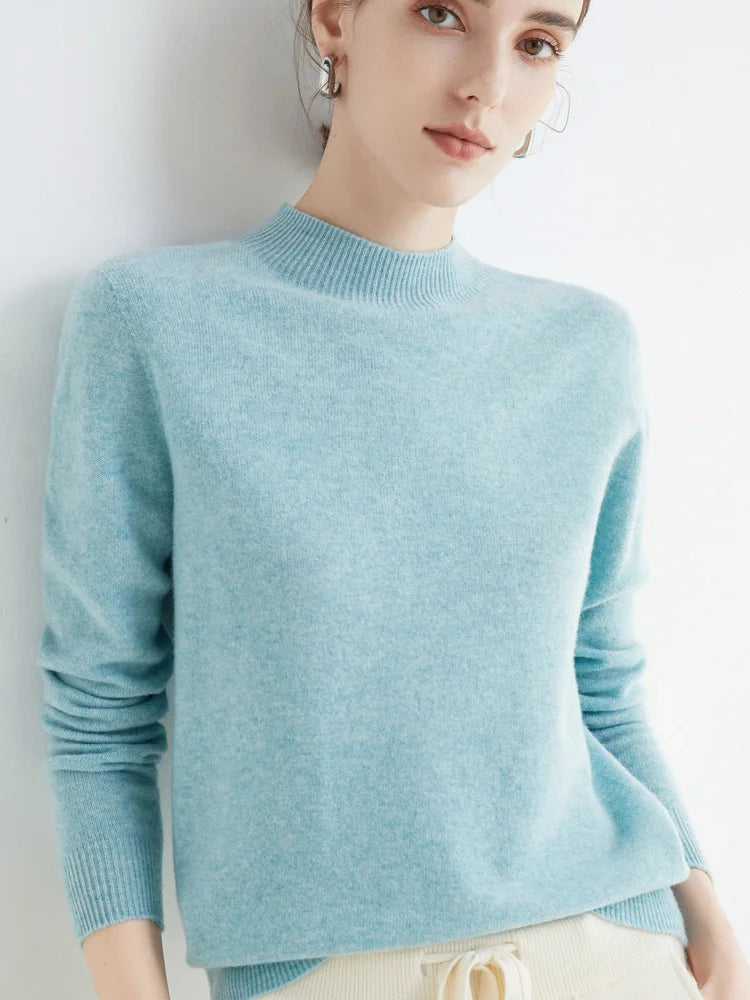 Women's Pure Woolen Slim Knitted Cashmere Sweater