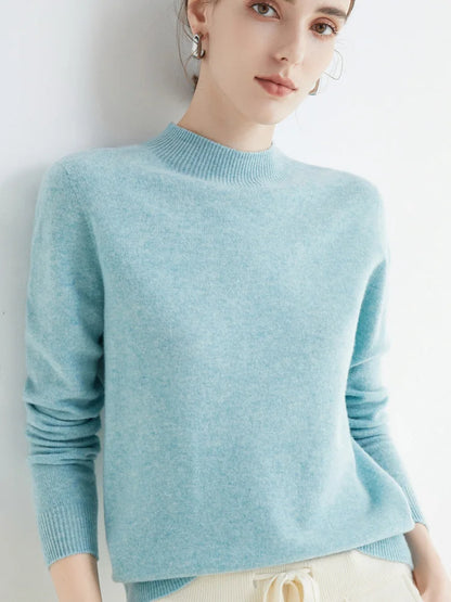 Women's Pure Woolen Slim Knitted Cashmere Sweater