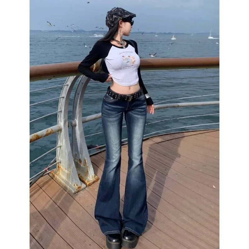 Jean slim évasé en denim High Street pour femme