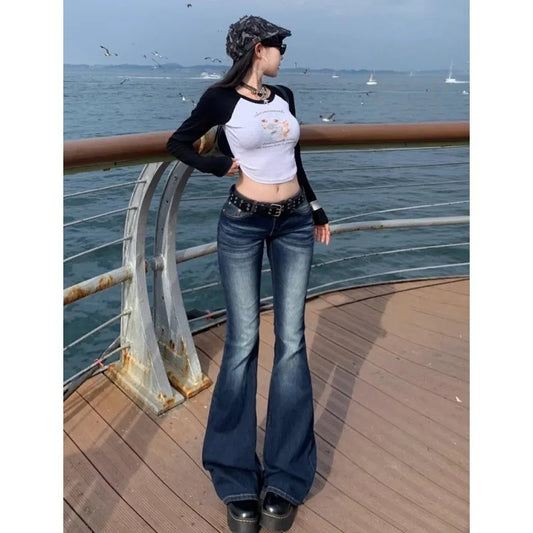 Jean slim évasé en denim High Street pour femme