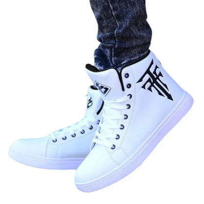 Man Vulcanized Sneakers - Male Comfortable High Top Shoes