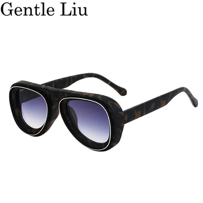 Men's Steampunk UV400 Oval Frame Sunglasses