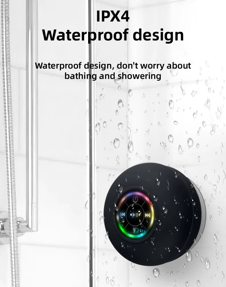 Waterproof Bluetooth Shower Speaker with LED