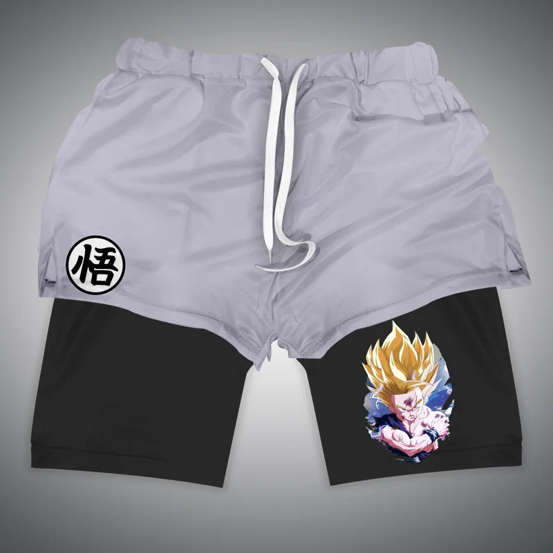 Dragon Ball & One Piece Anime Print Gym Shorts