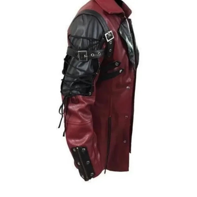 Schwarze Bikerjacke aus PU-Leder für Herren