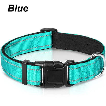 Adjustable Reflective Free Engraved Padded Dog Collars