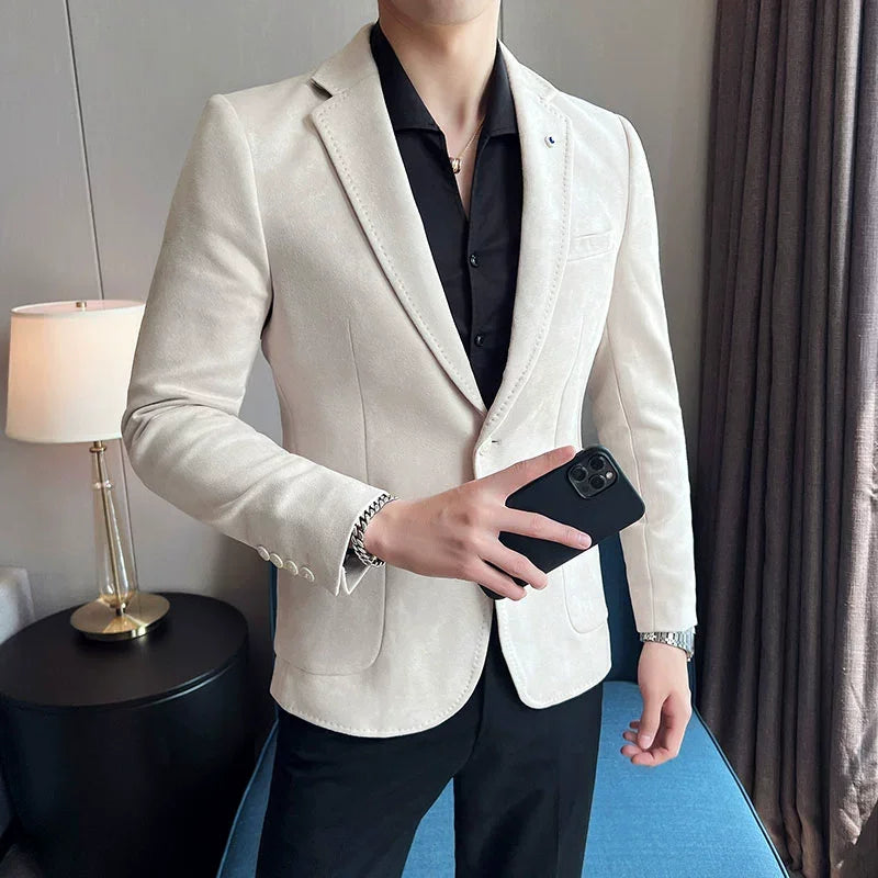 New Fashion Slim Fit Deerskin Velvet Blazer