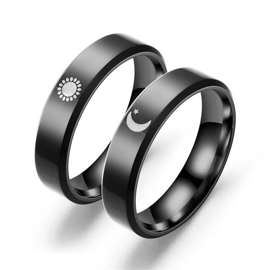 Customized Sun Moon Wedding Couples Ring Bands