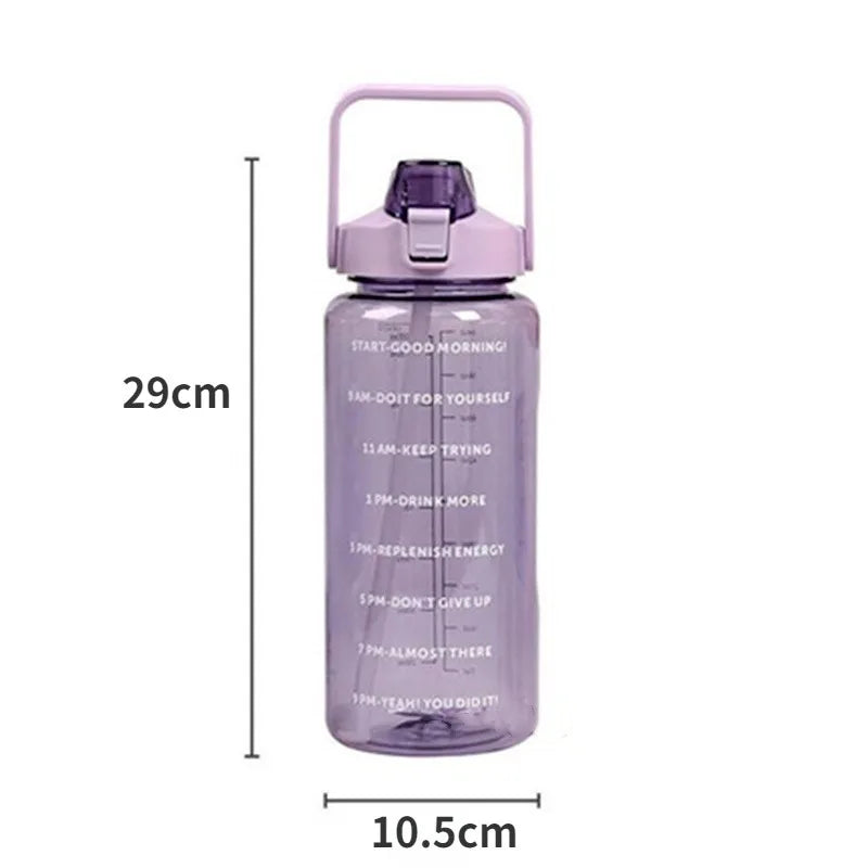 Large Capacity Time Marker Water Bottle with Straw