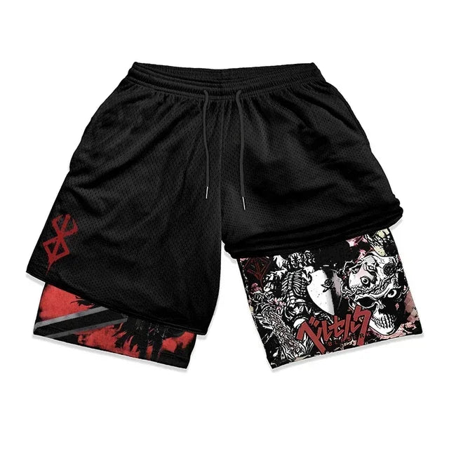 2-in-1-Turnshorts mit Berserker-Print für Herren