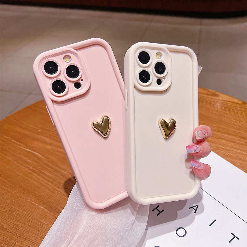 3D Gold Heart iPhone Case