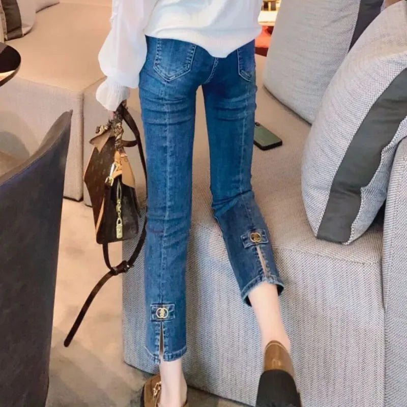 Slim-Jeans für Damen mit hohem Bund und Stretchanteil
