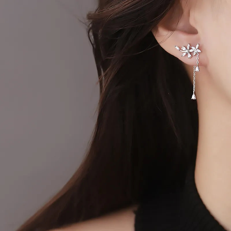 Women's Long Tassel Flower Earrings