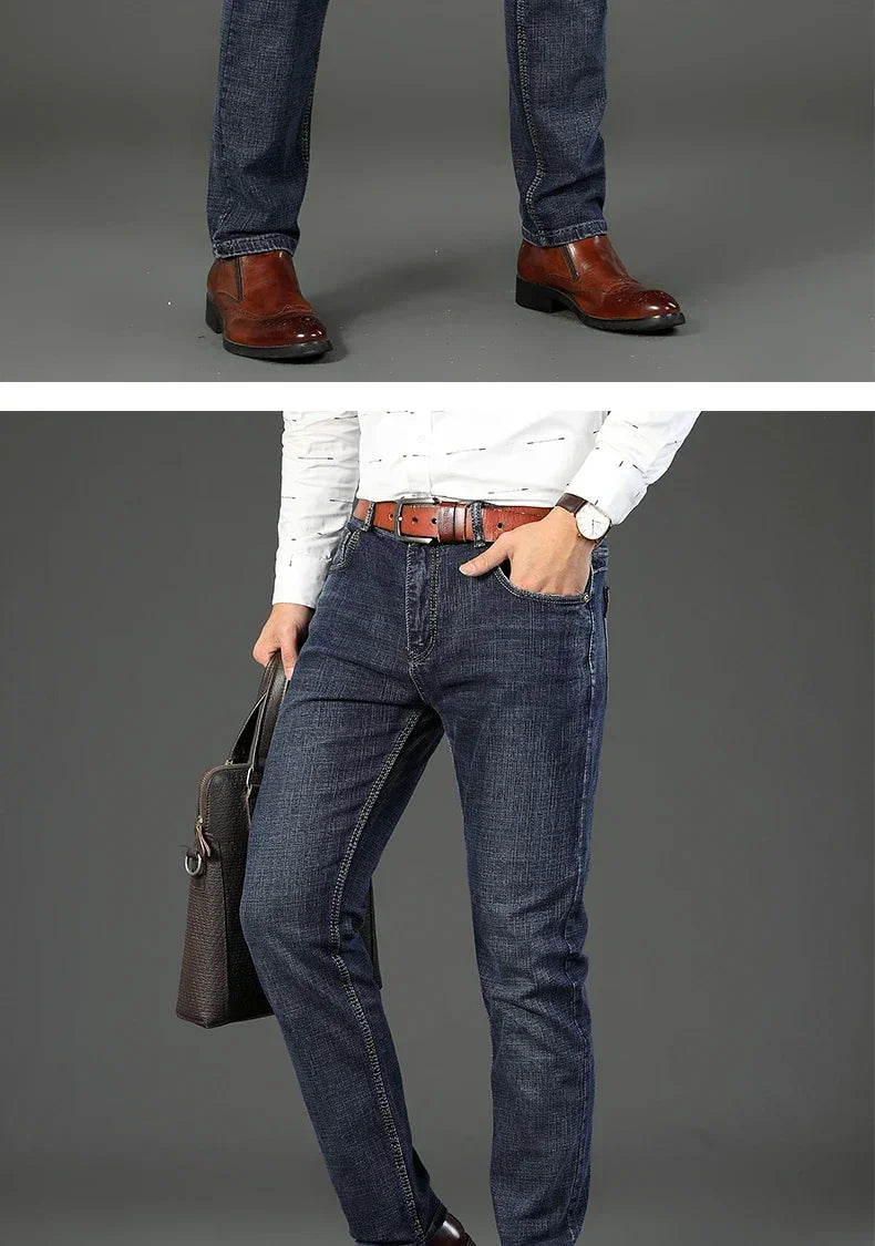 Men's Smart Straight Regular Blue Stretch Denim Jeans