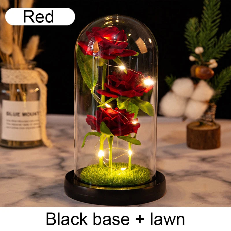Fleurs artificielles LED Galaxy Three Rose - Décoration de mariage et cadeau créatif pour la Saint-Valentin