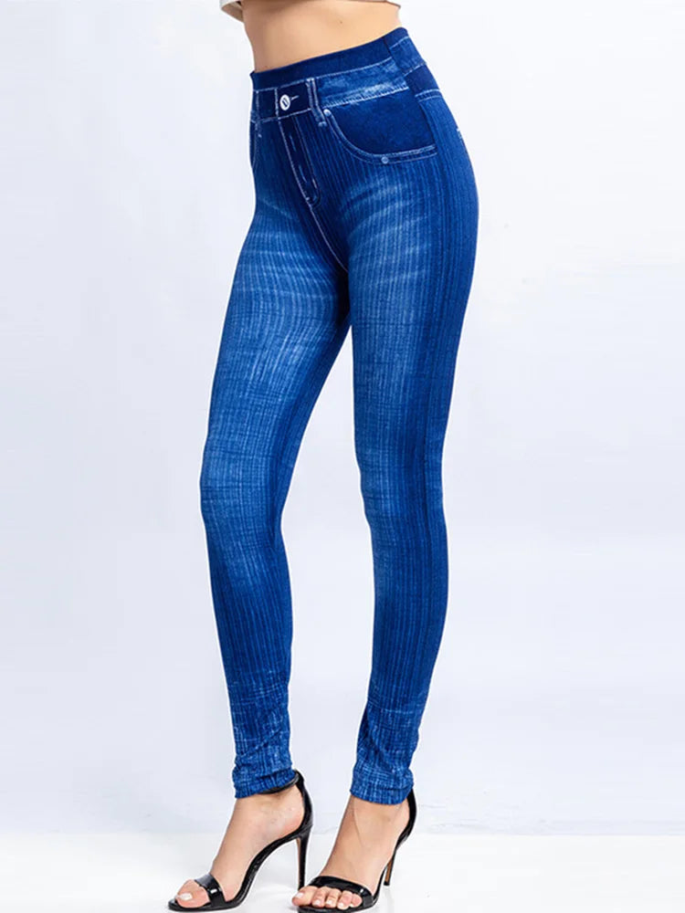 Women's Gym Leggins High Waist Elastic Butterfly Pritned Pencil Jeans