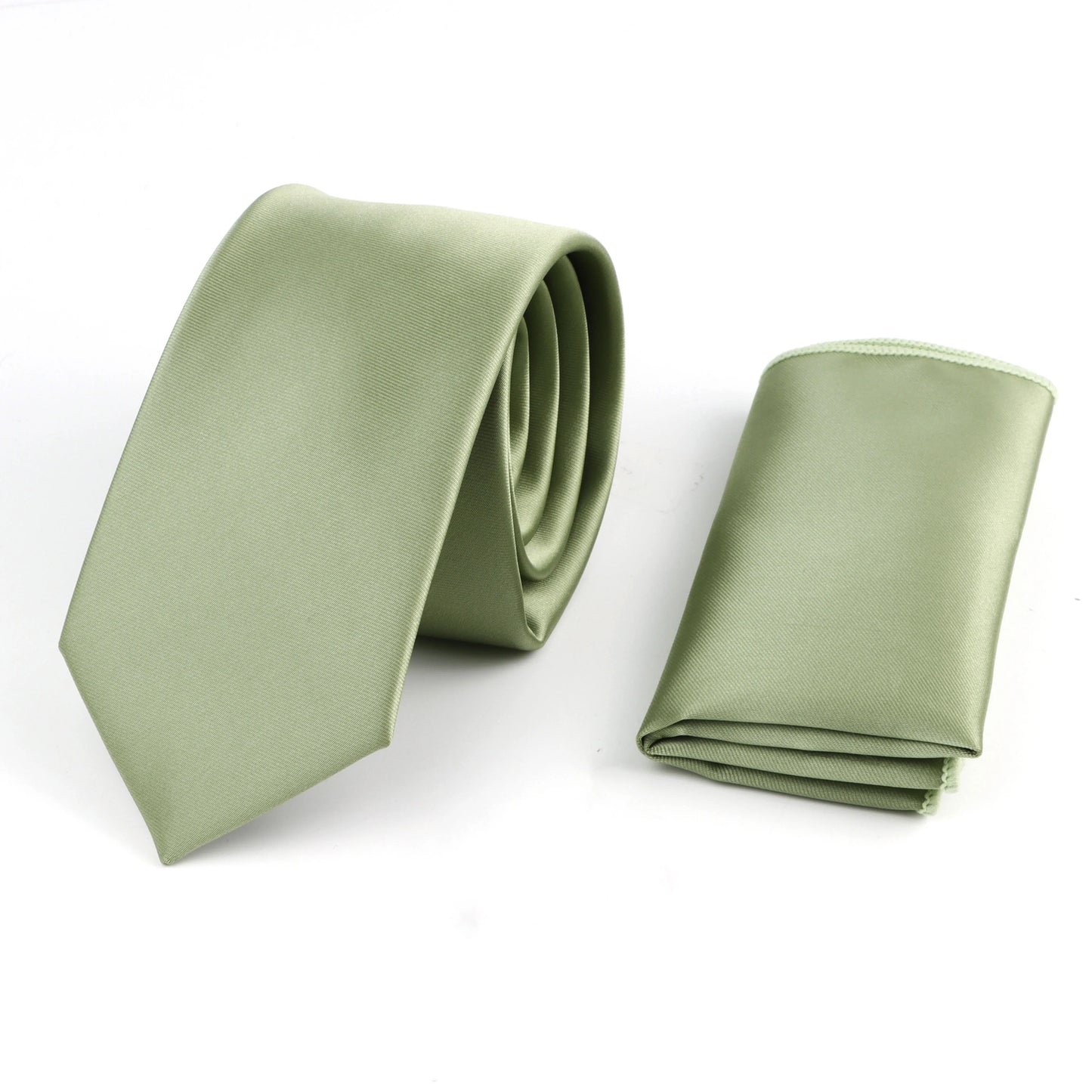 Men’s Solid Color Tie Set – Polyester Necktie Bow Tie Pocket Square & Cufflinks