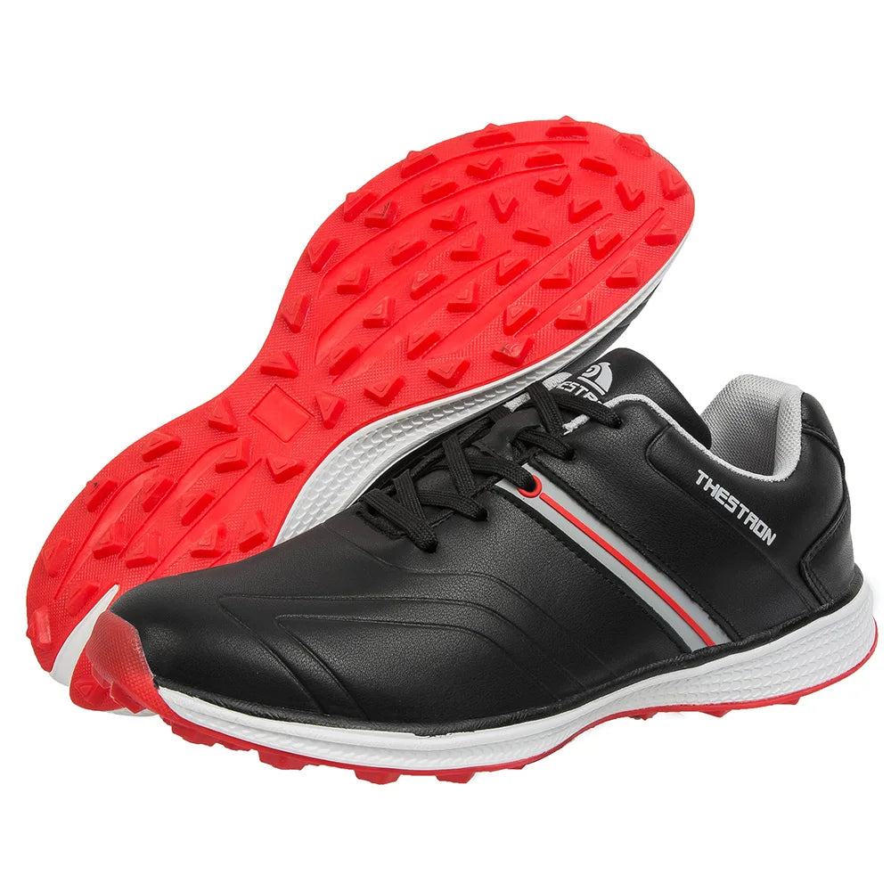 Men’s Waterproof Golf Shoes Lightweight Spiked Golf Sneakers Professional Athletic Golf Trainers Non-Slip Outdoor Golf Footwear