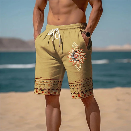 Kurze Strandhose im Vintage-Stil für Herren mit 3D-Druck