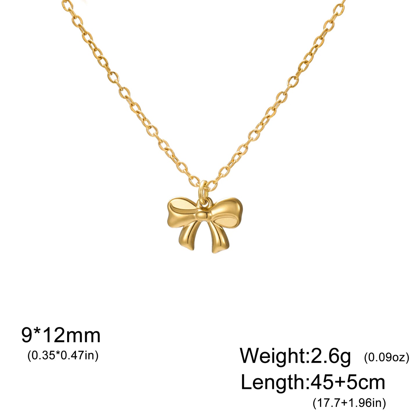 Collier pendentif nœud papillon en acier inoxydable pour femme