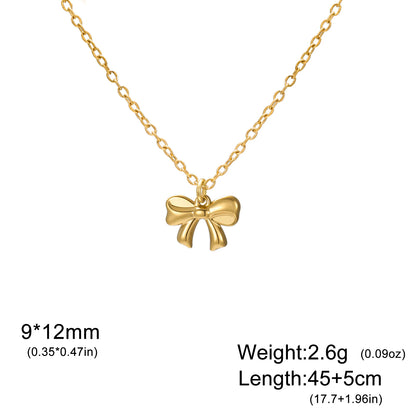 Collier pendentif nœud papillon en acier inoxydable pour femme